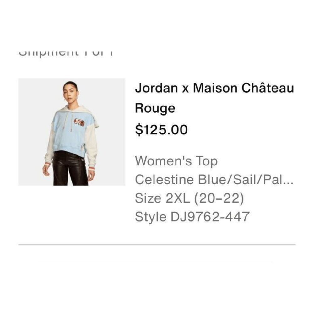 Jordan X Maison Chateau Rouge Womens Hoodie Size 2xl